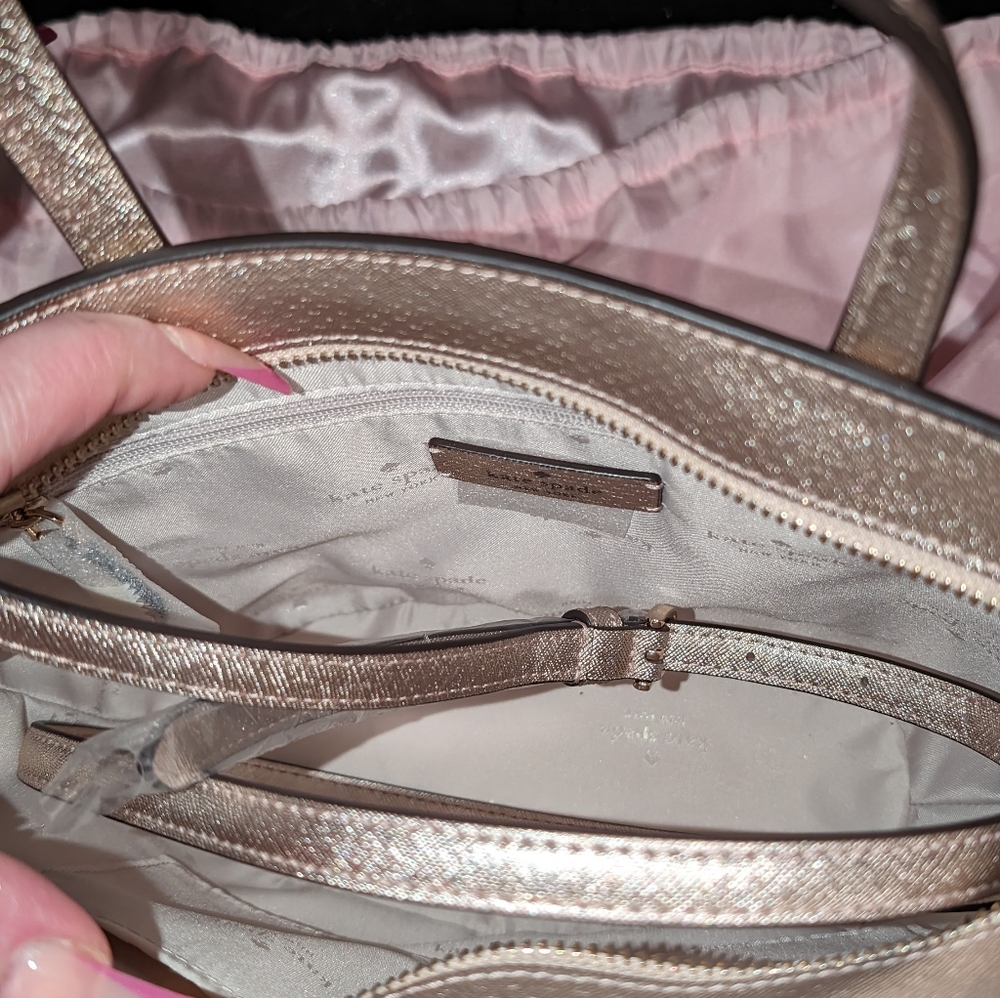 NWT Kate Spade New York Gold Glimmer Mixed Material Satchel/bag KE460 - Picture 9 of 11